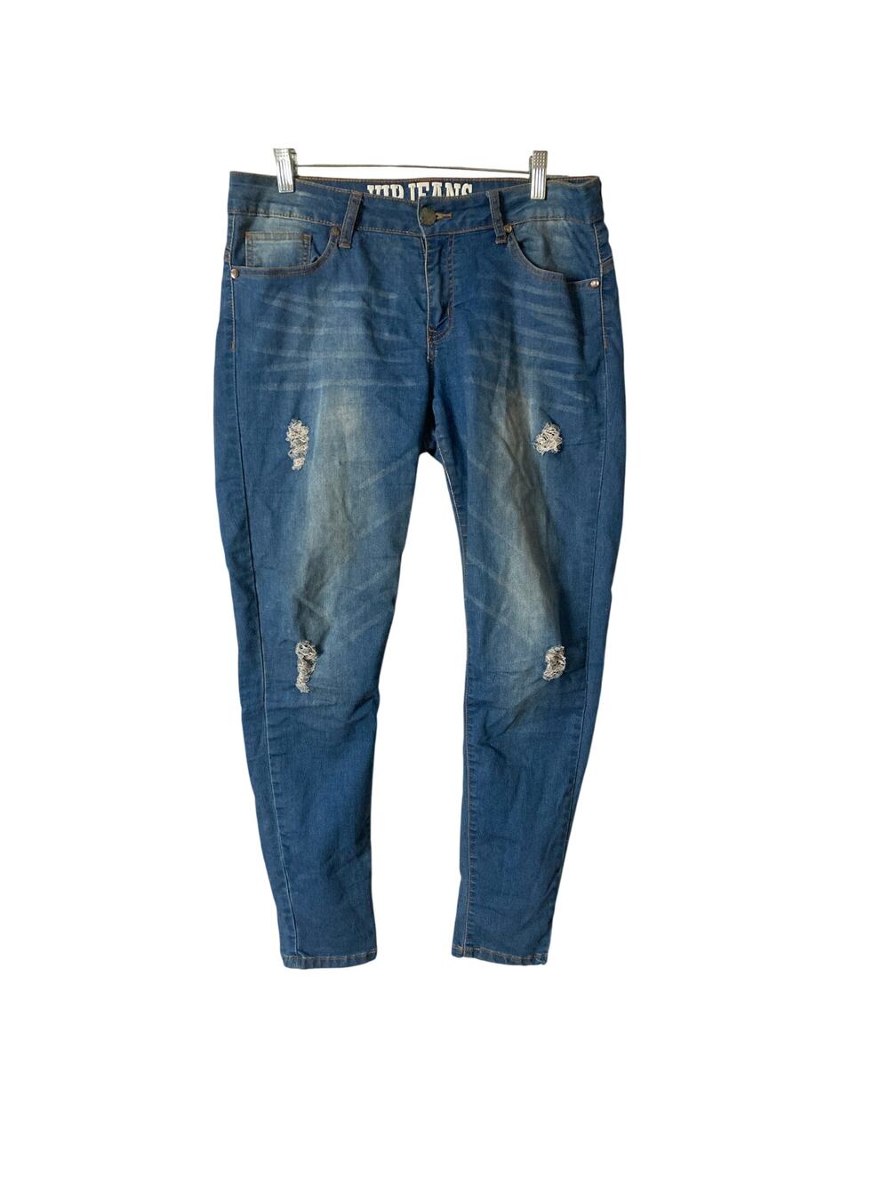 VIP Jeans Womens 13/14 Skinny Jeans Distressed Ripped Stretch Blue Denim